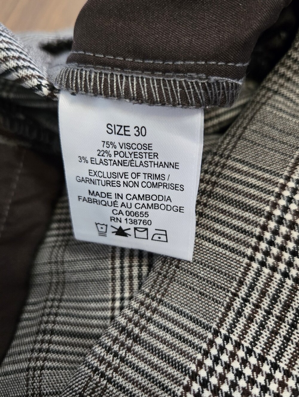 Women 30P/3X Plaid Dress Pants in Gray White, Brown Comfort Stretch Zip Profesh - Picture 4 of 13